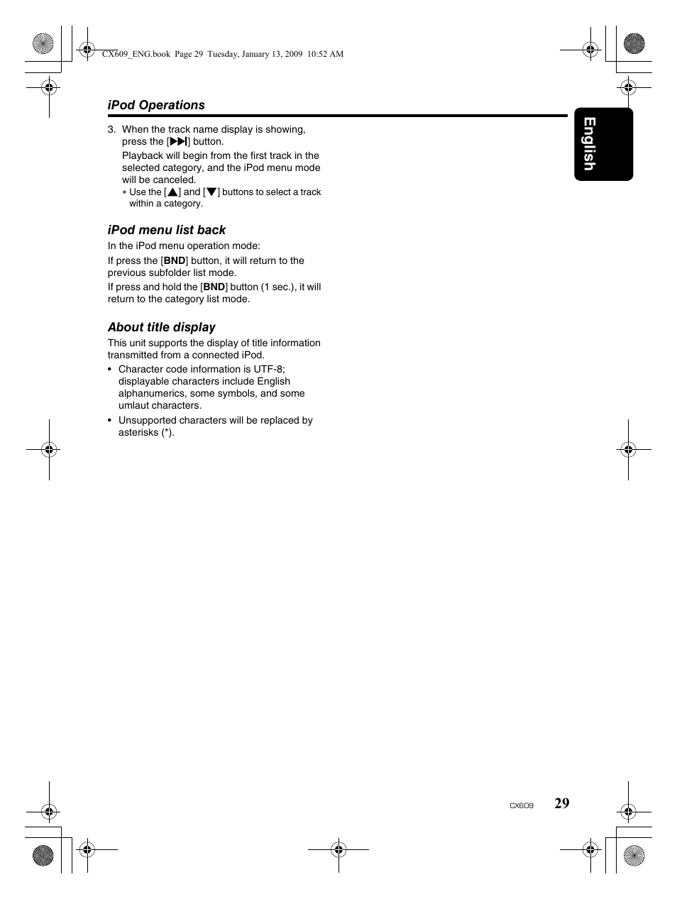 English 29 | Clarion CX609 User Manual | Page 29 / 38