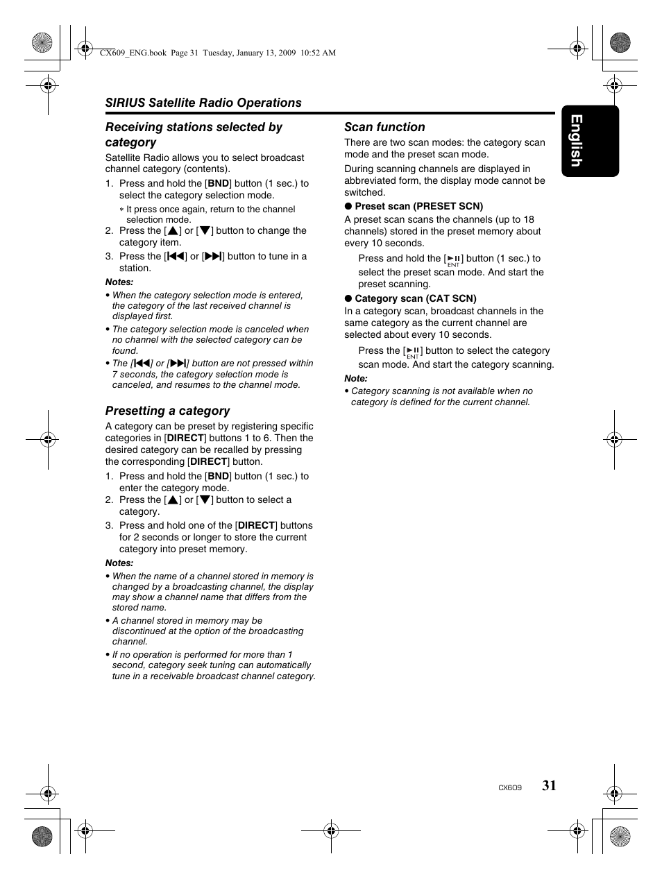 English 31 | Clarion CX609 User Manual | Page 31 / 38