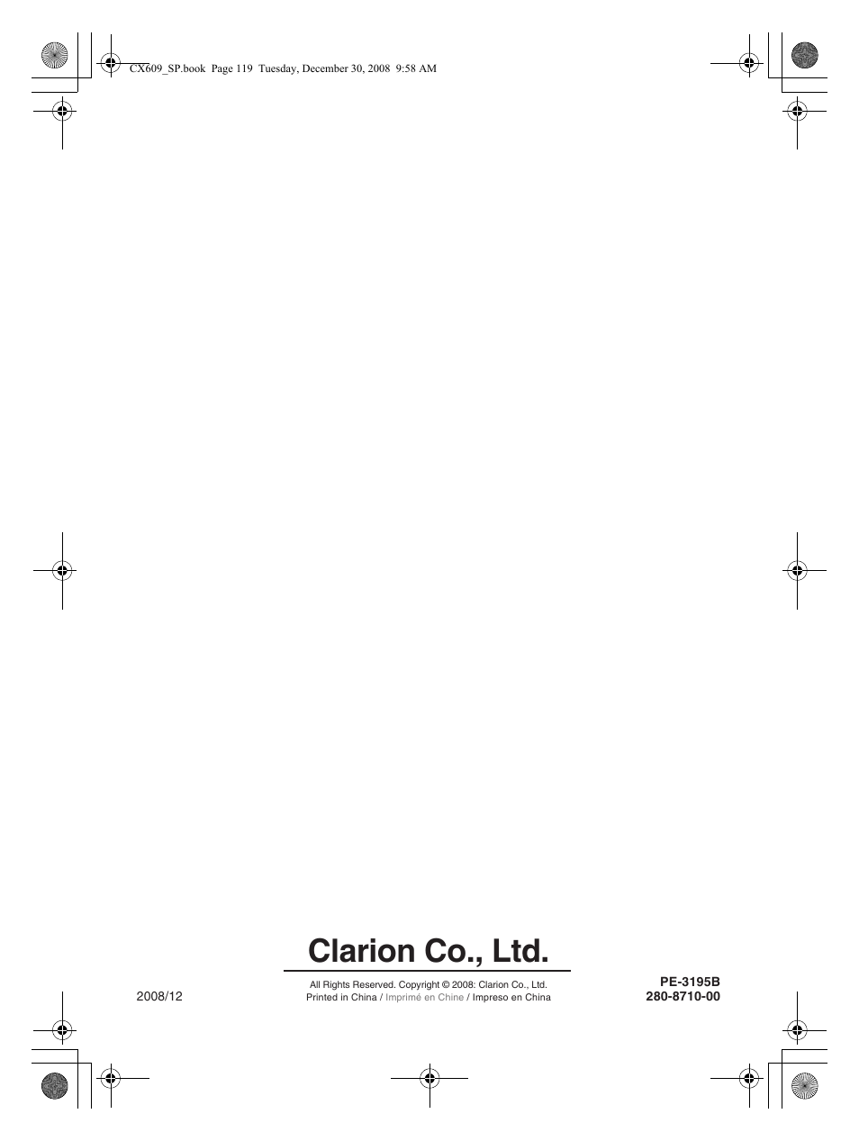 Clarion co., ltd | Clarion CX609 User Manual | Page 38 / 38