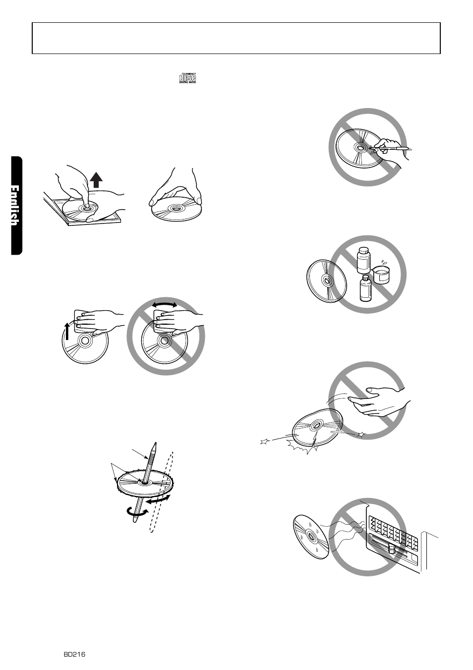 Handling compact discs, English | Clarion BD216 User Manual | Page 4 / 12