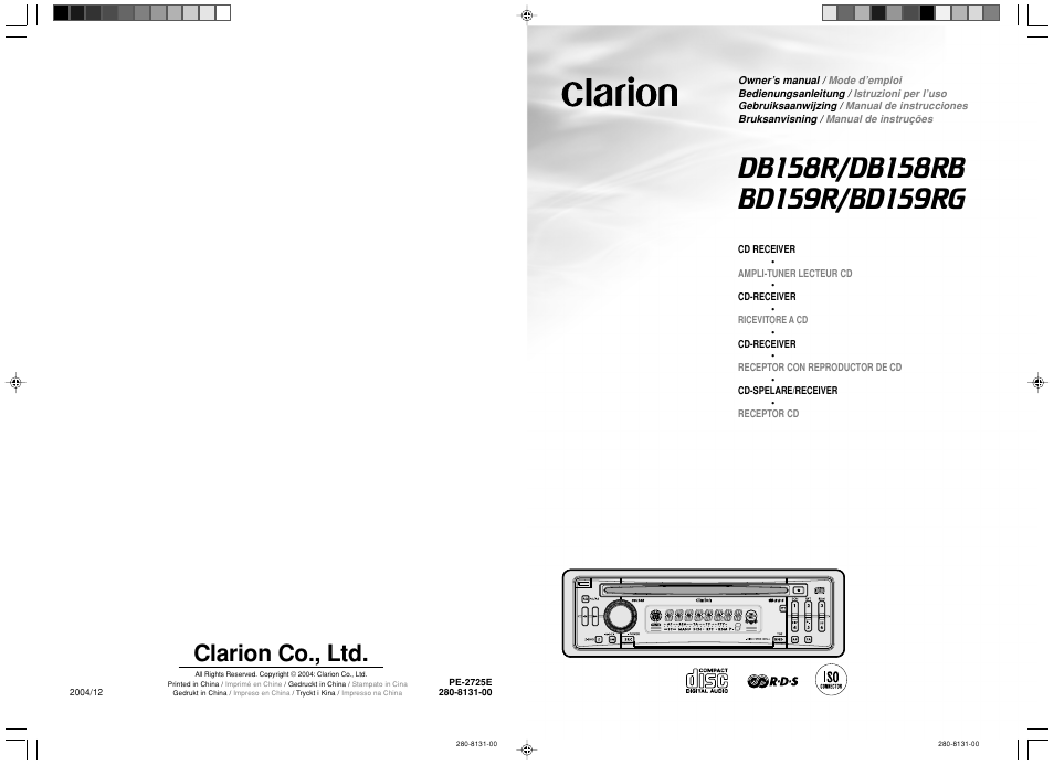 Clarion BD159RG User Manual | 12 pages