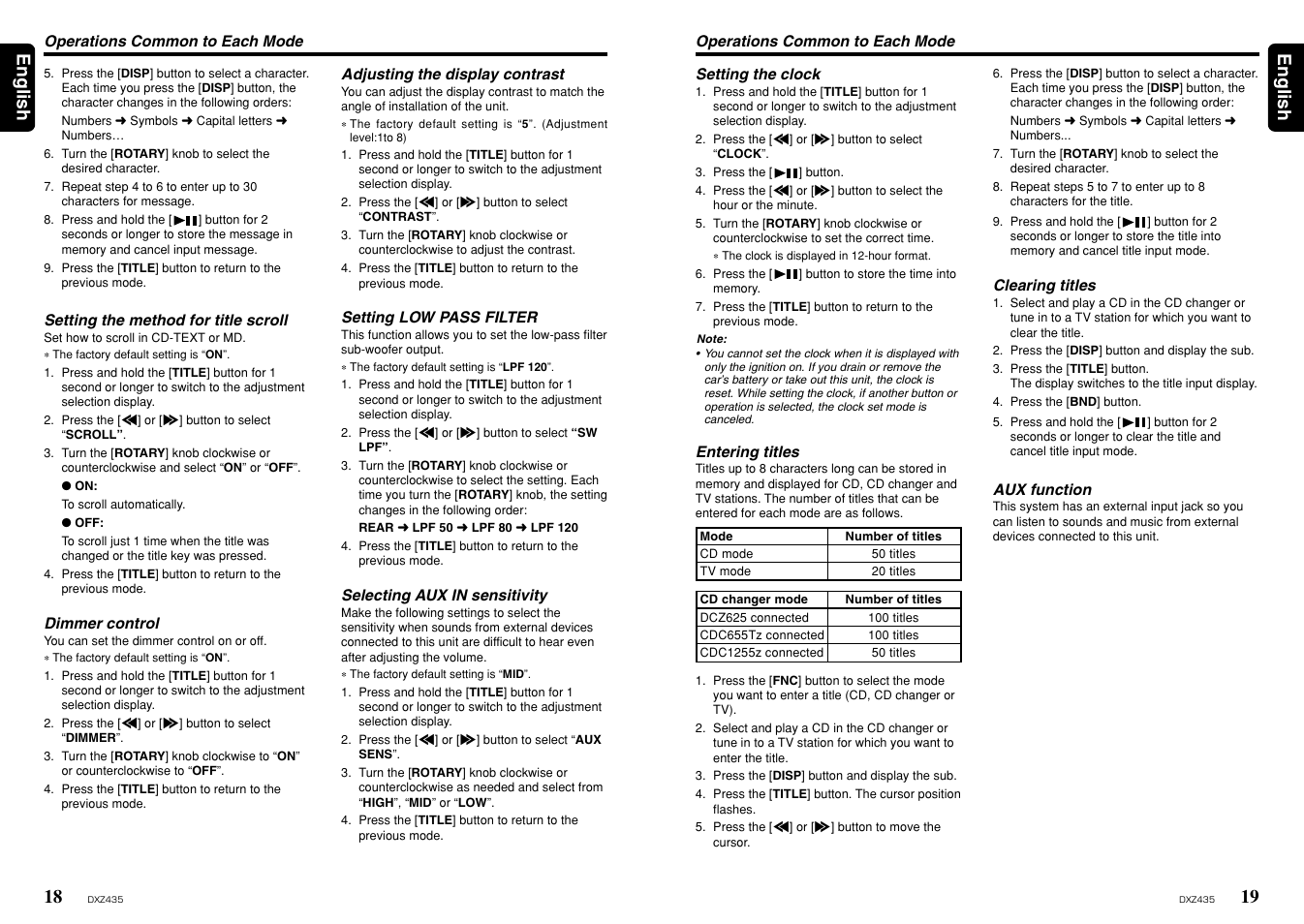 19 english 18, English | Clarion ProAudio DXZ435 User Manual | Page 10 / 14