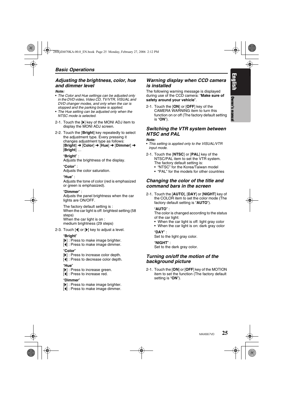 English | Clarion MAX667VD User Manual | Page 25 / 75