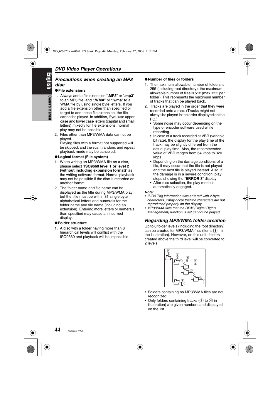 English | Clarion MAX667VD User Manual | Page 44 / 75