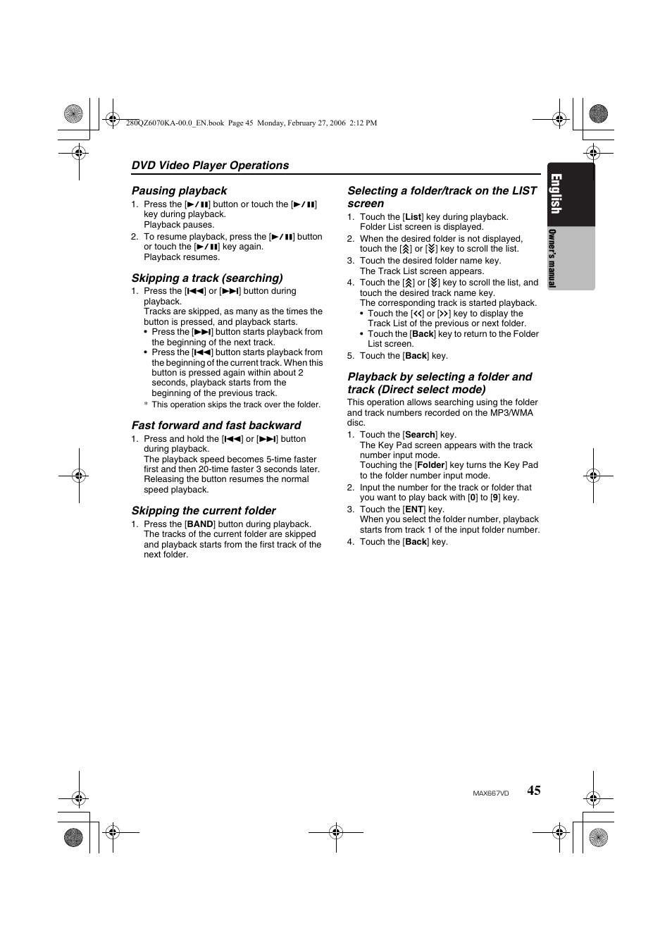 English | Clarion MAX667VD User Manual | Page 45 / 75