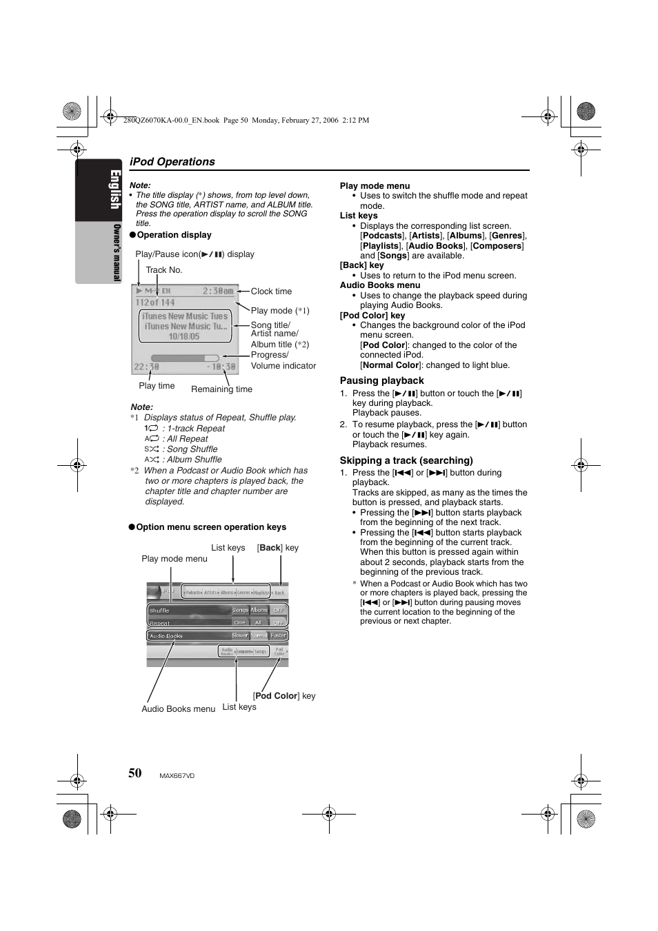 English | Clarion MAX667VD User Manual | Page 50 / 75