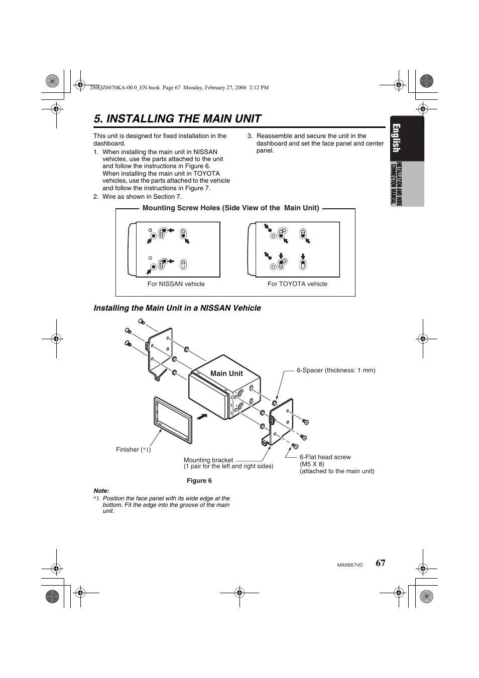 Installing the main unit, English | Clarion MAX667VD User Manual | Page 67 / 75