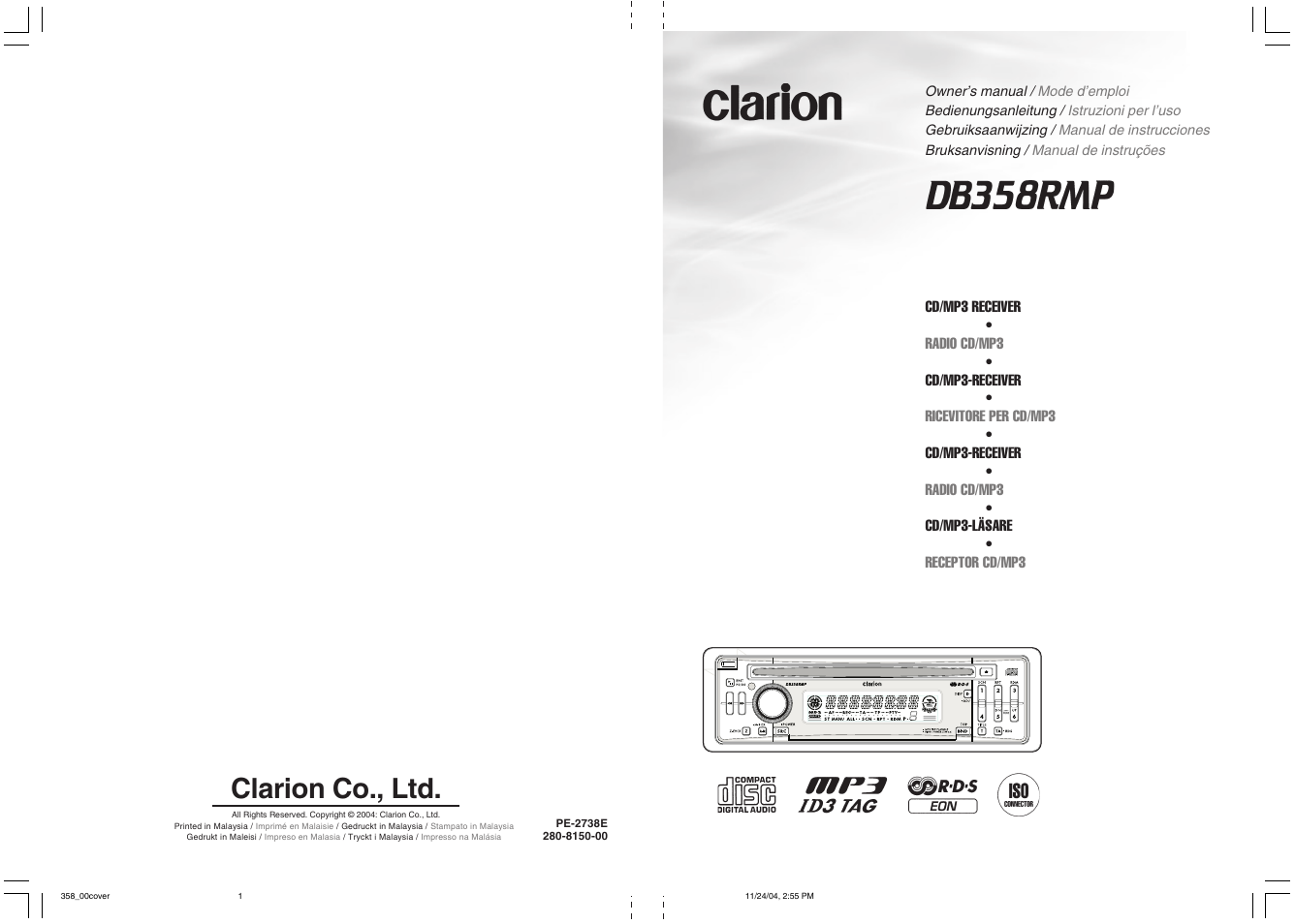 Clarion co., ltd | Clarion DB358RMP User Manual | Page 21 / 21