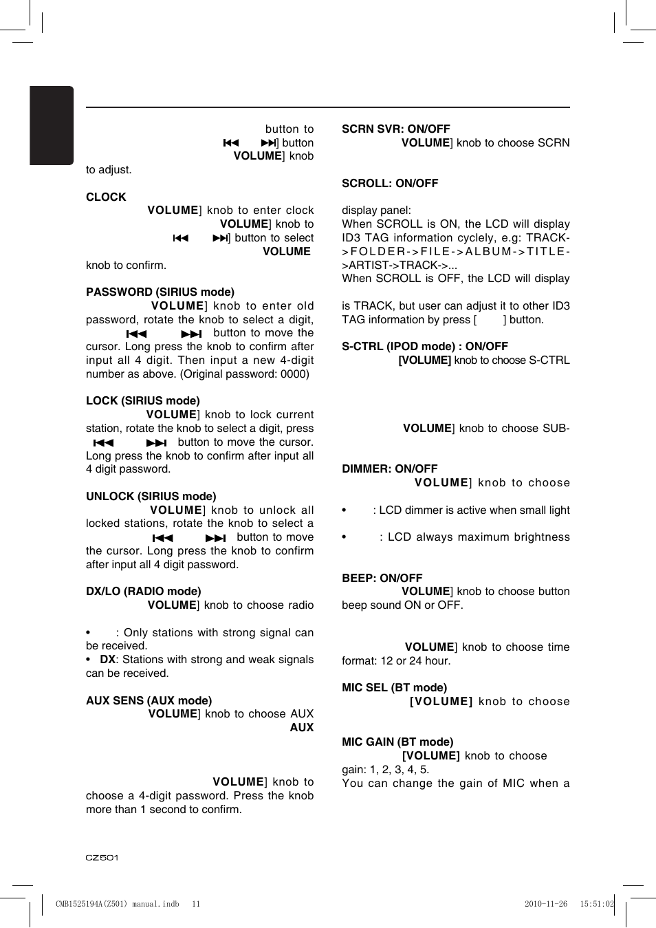 System setup | Clarion CZ501 User Manual | Page 12 / 34