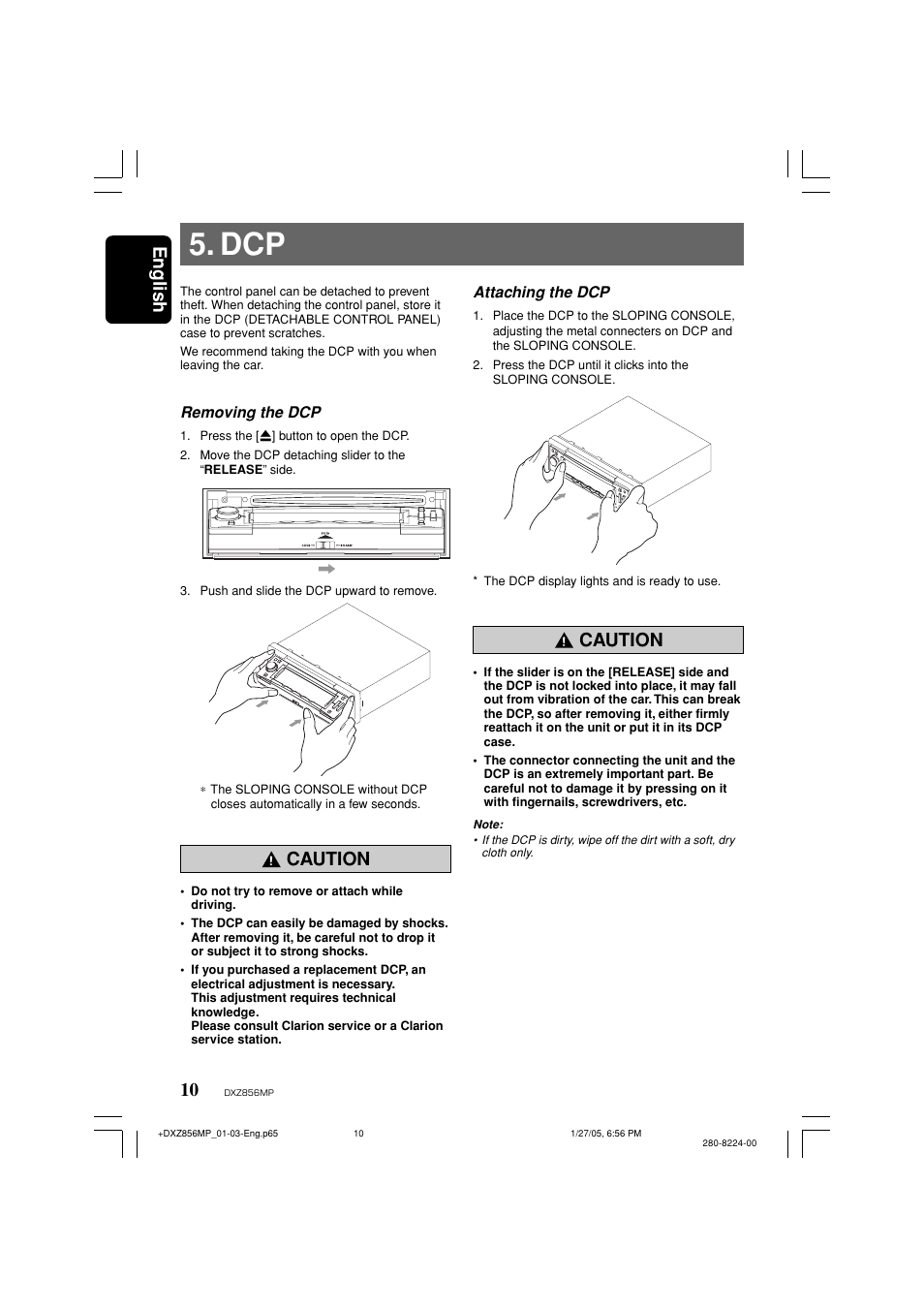 English, Caution | Clarion DXZ856MP User Manual | Page 10 / 46