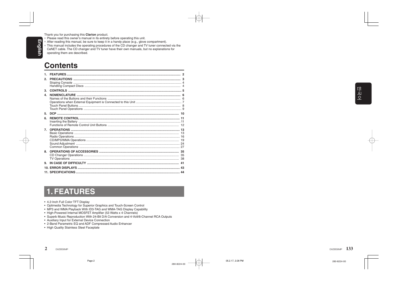 Clarion DXZ856MP User Manual | Page 2 / 46