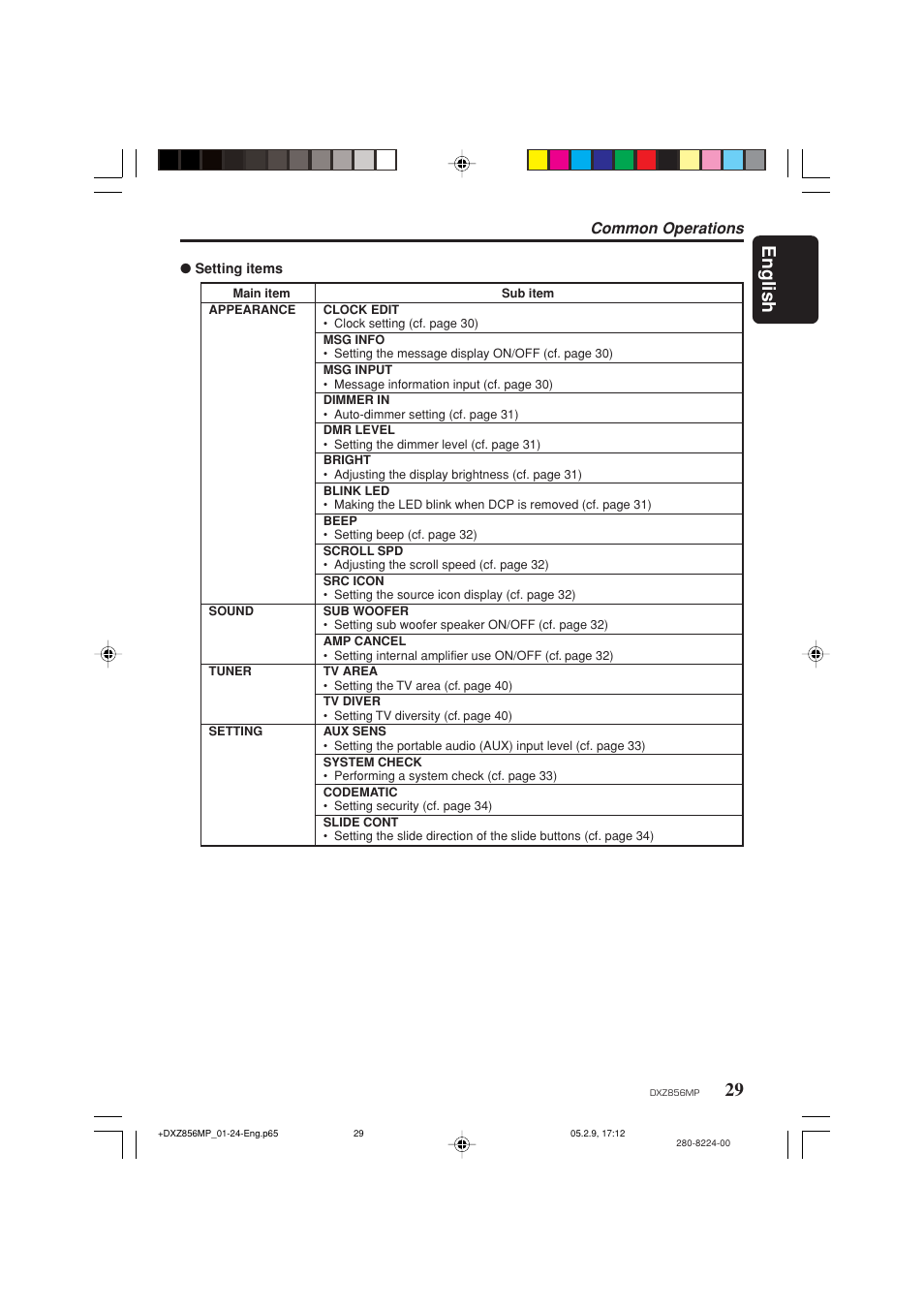 English, Common operations | Clarion DXZ856MP User Manual | Page 29 / 46