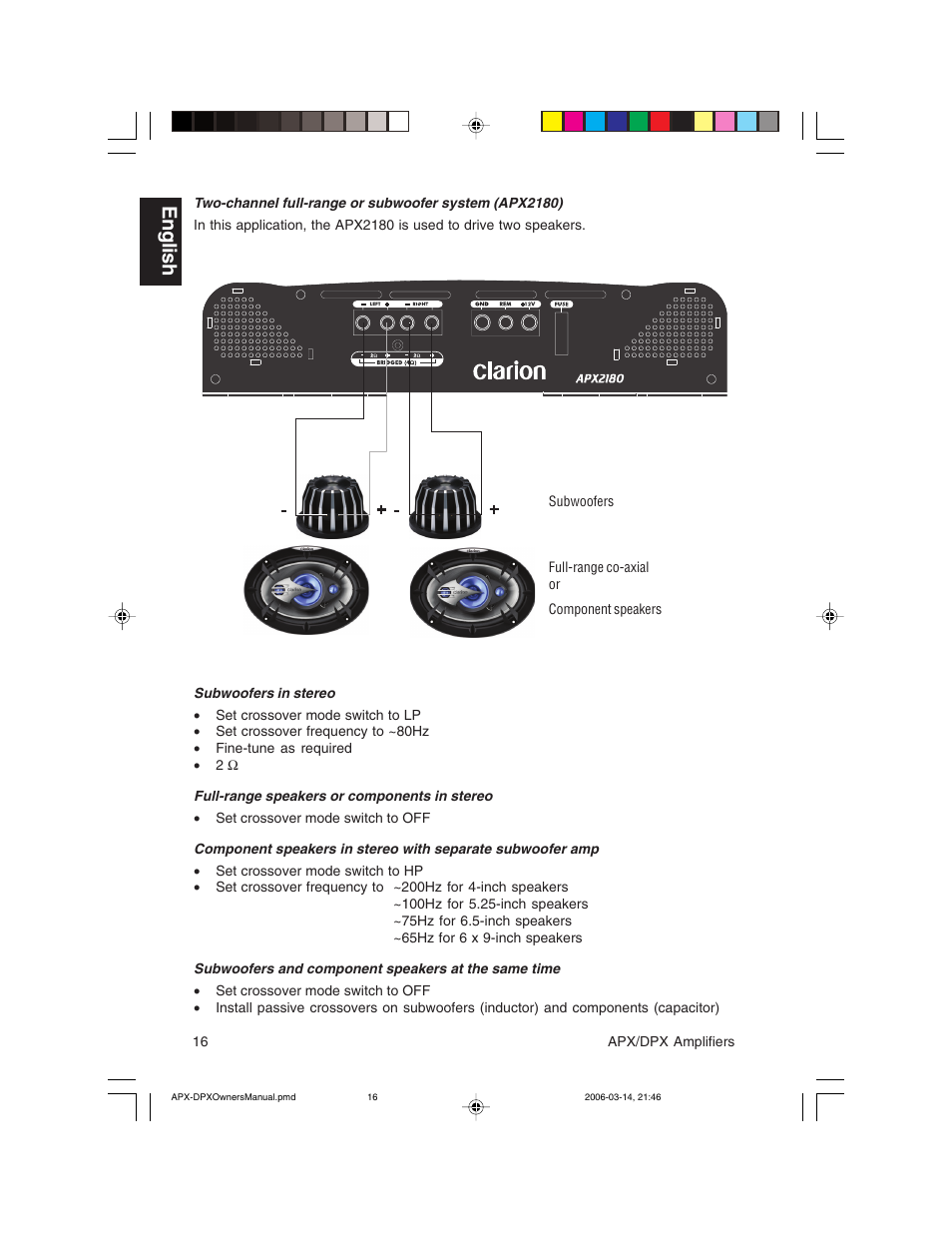 English | Clarion DPX2250 User Manual | Page 16 / 28