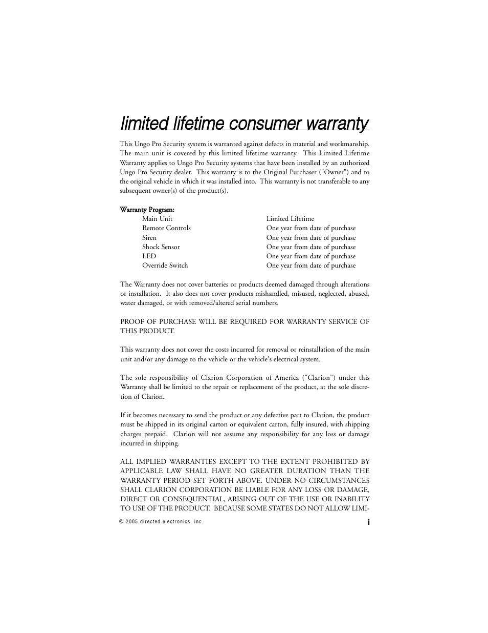 Clarion SR6000 User Manual | Page 2 / 57