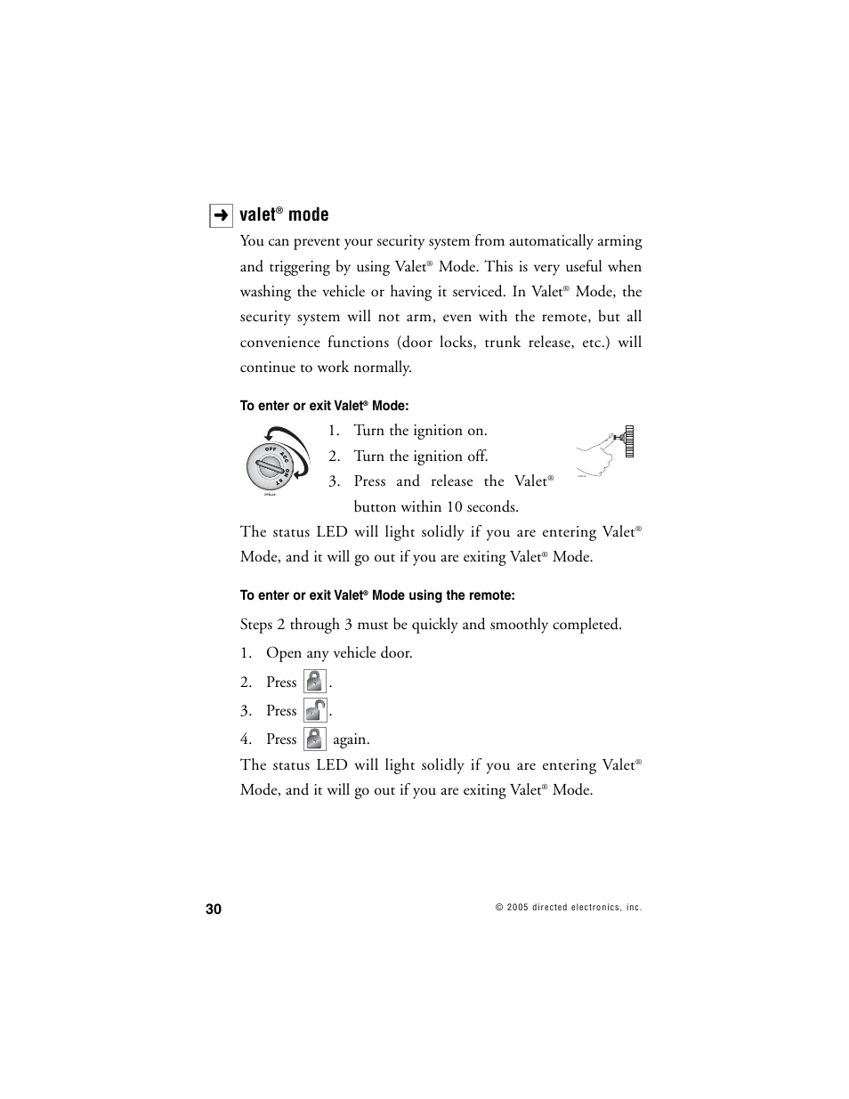 Valet, Mode | Clarion SR6000 User Manual | Page 33 / 57