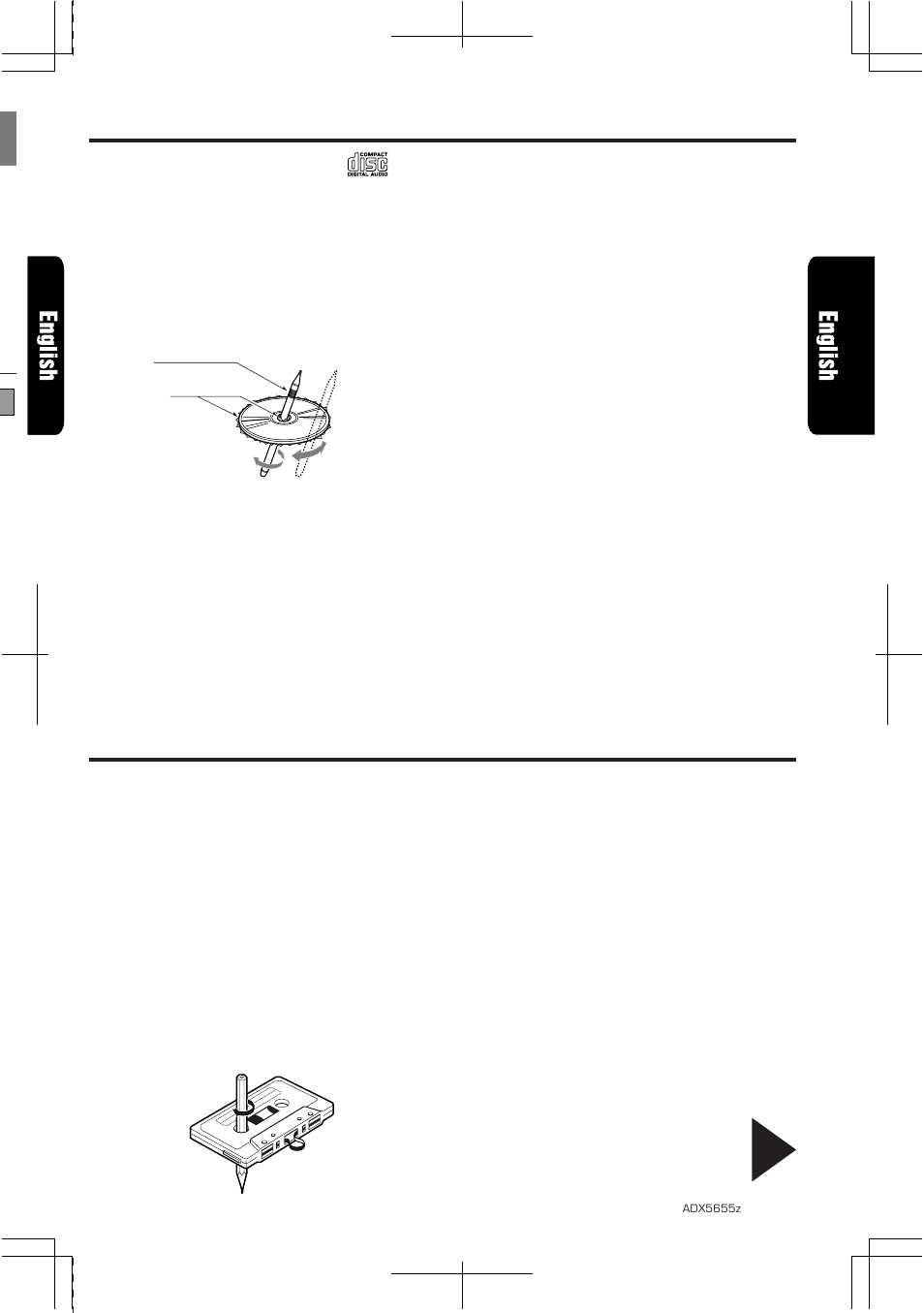 Handling cassette tapes, Handling compact discs, Handling | Storage, Cleaning, Handling precautions | Clarion PE-2322B User Manual | Page 5 / 26