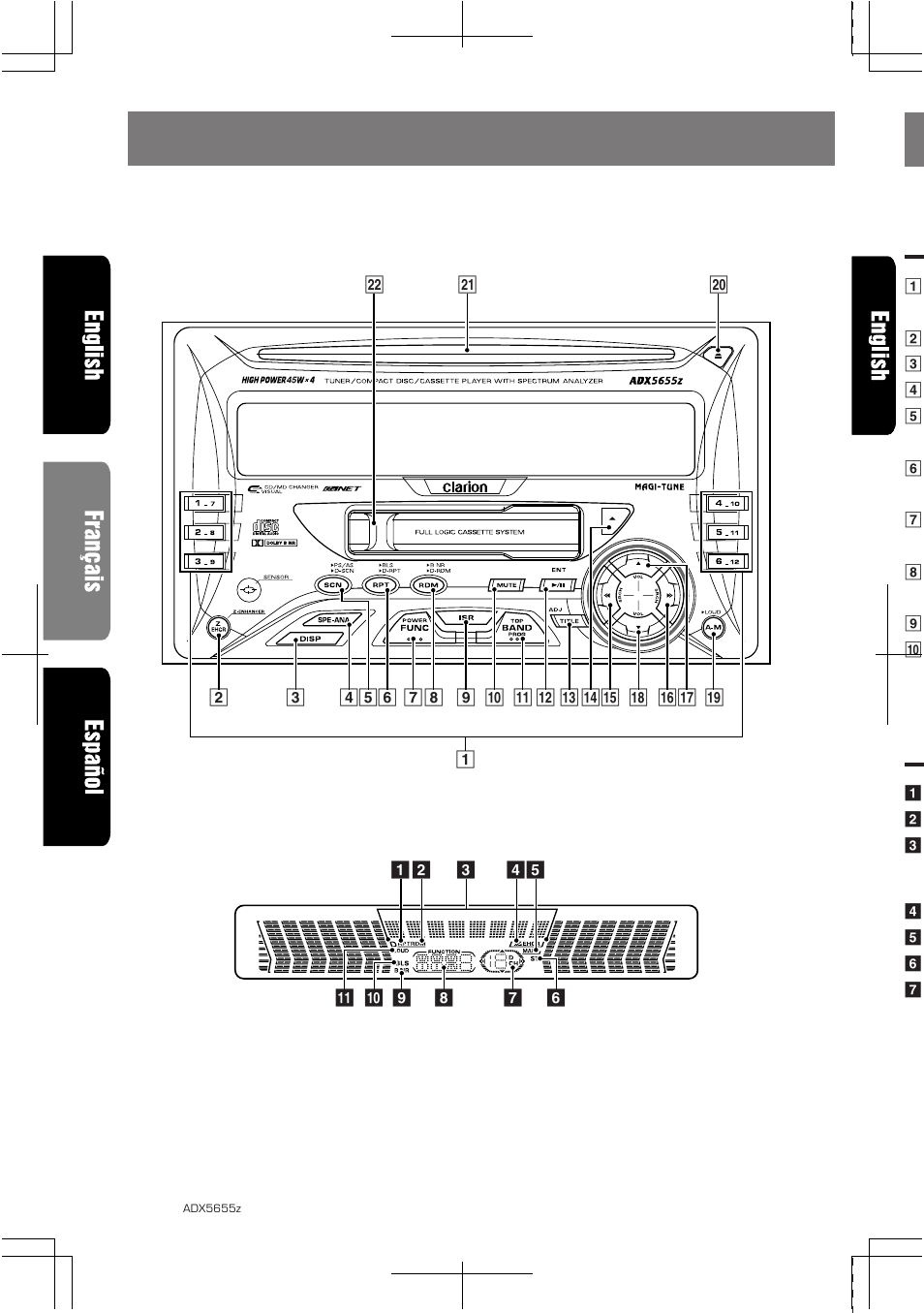 Controls / les commandes / controles | Clarion PE-2322B User Manual | Page 6 / 26
