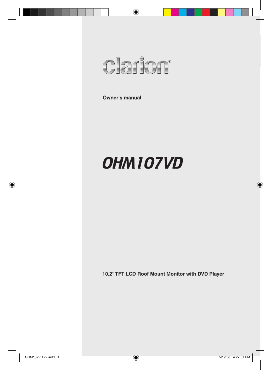 Clarion OHM107VD User Manual | 20 pages