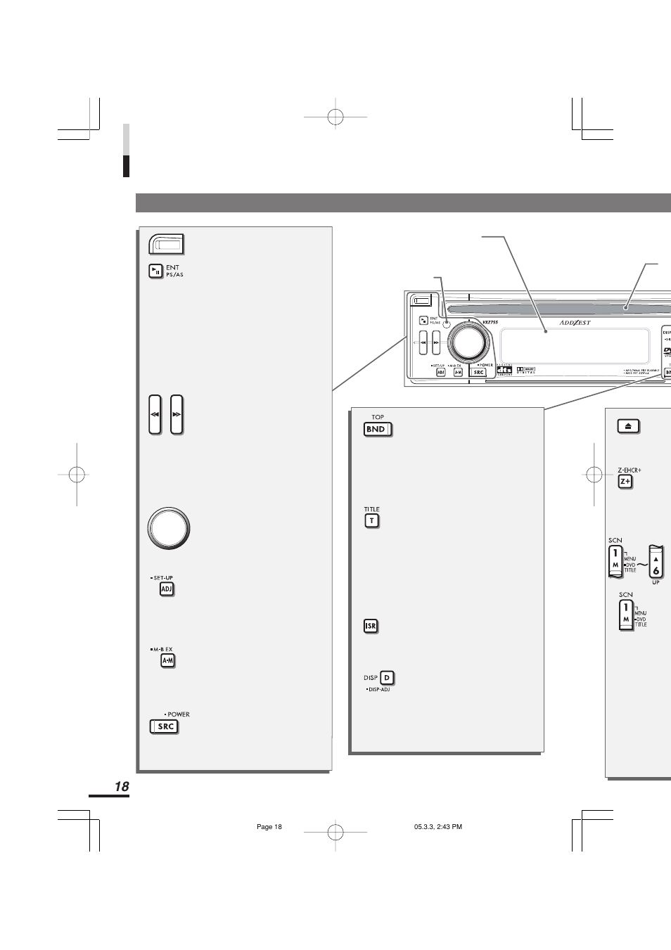 本機を操作するボタン | Addzest VXZ755 User Manual | Page 18 / 114
