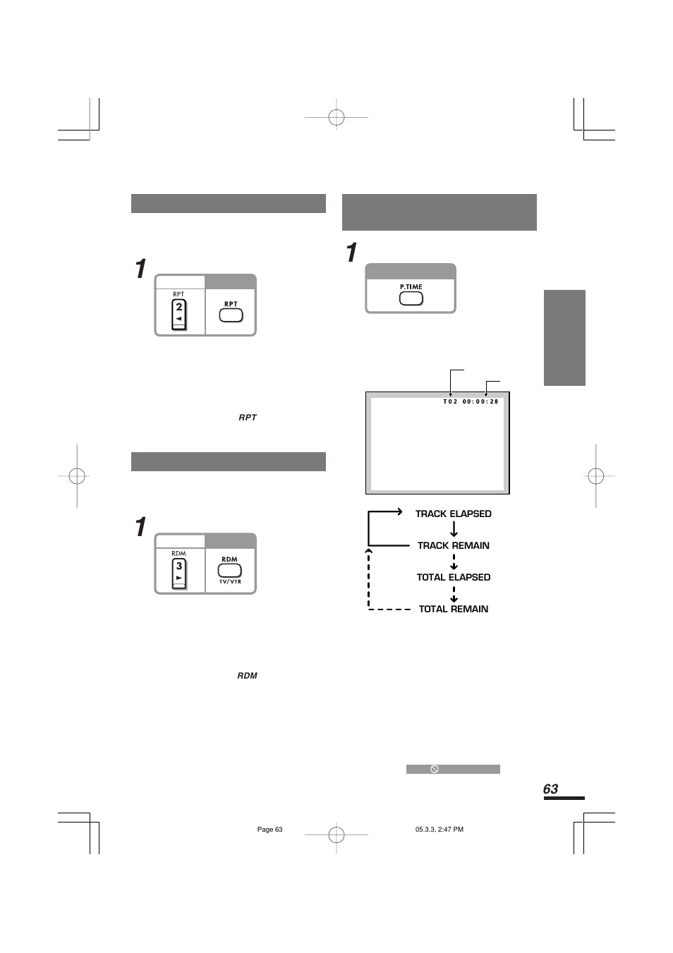 リピート再生, ランダム再生, 再生状態を表示させる<リモコン操作のみ | Addzest VXZ755 User Manual | Page 63 / 114
