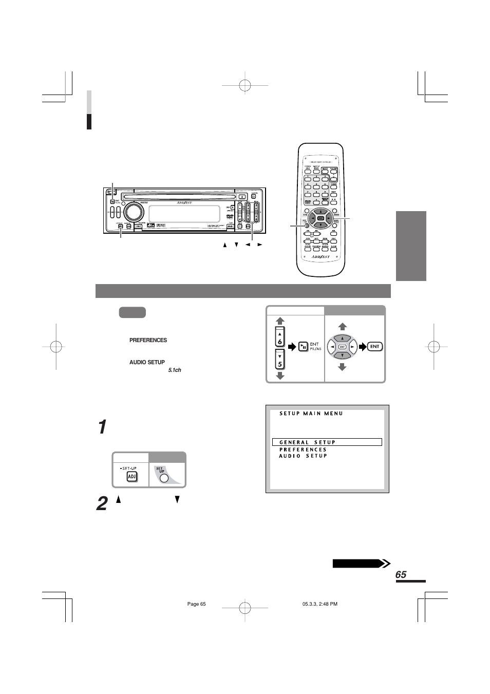 メニュー言語等の初期設定を変更する, セットアップメニューを選ぶ | Addzest VXZ755 User Manual | Page 65 / 114