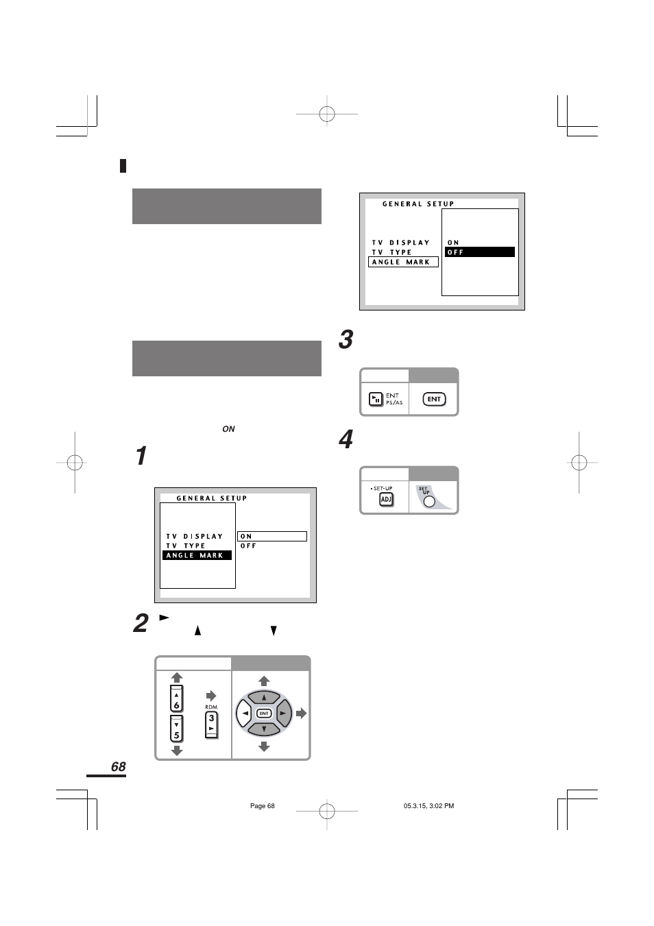 テレビタイプを設定する（tv type, アングルマーク表示を設定する（angle mark | Addzest VXZ755 User Manual | Page 68 / 114