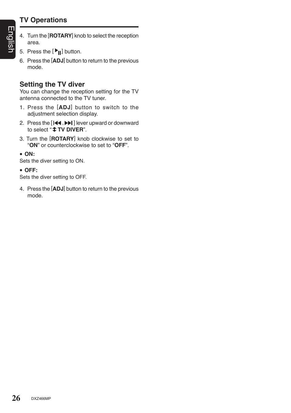 26 english | Clarion DXZ466MP User Manual | Page 26 / 31