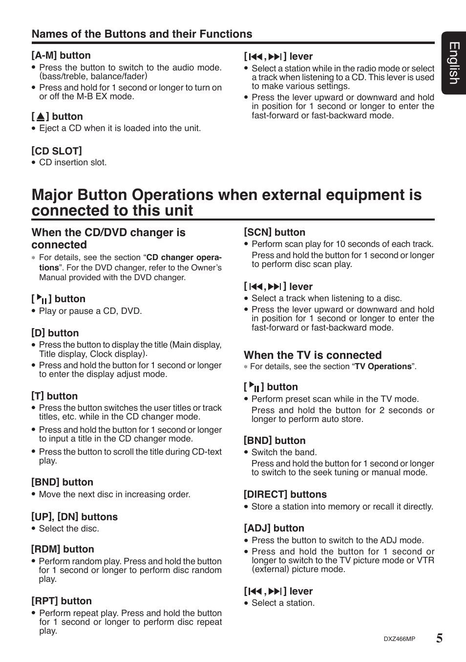 5english | Clarion DXZ466MP User Manual | Page 5 / 31