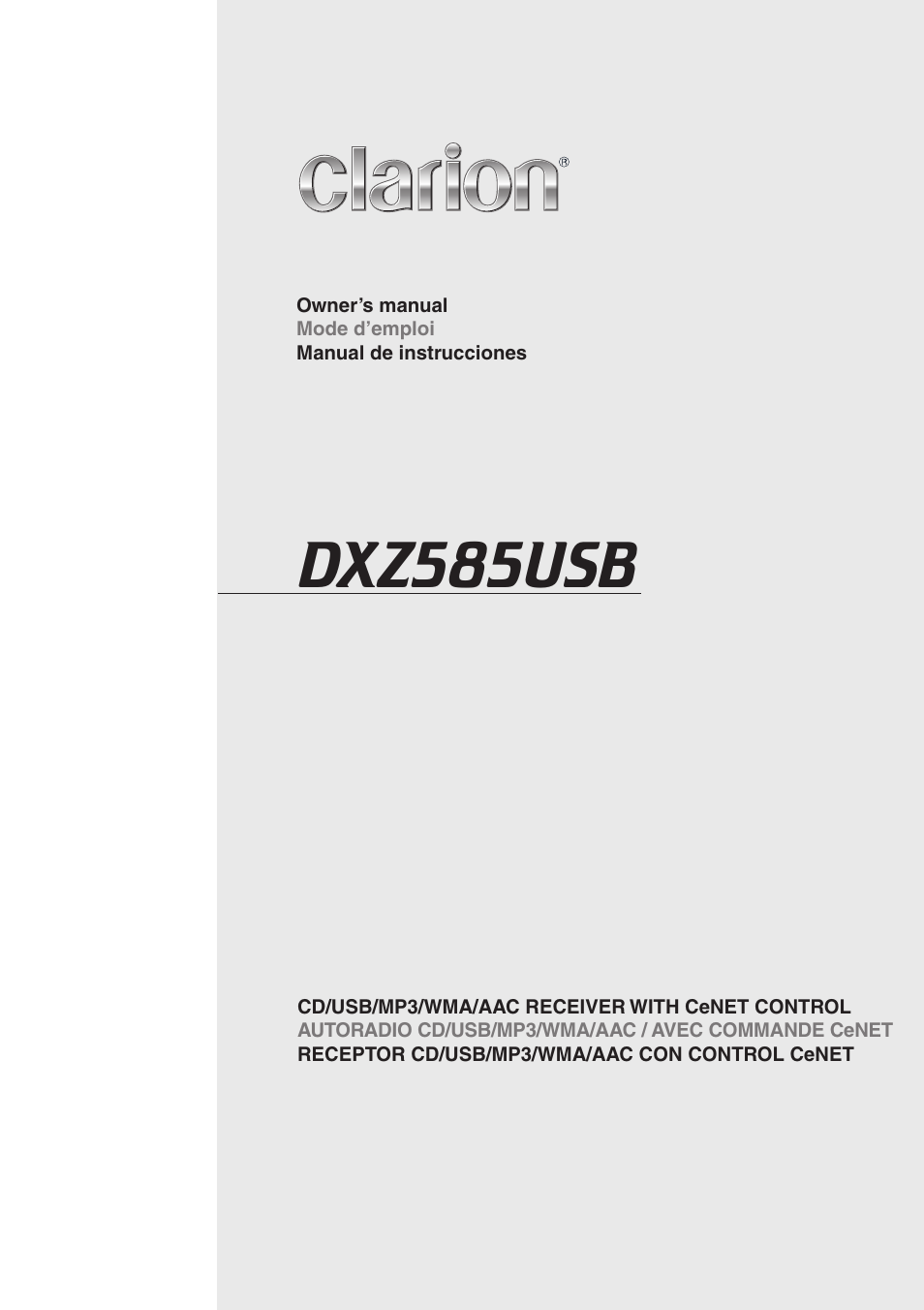 Clarion DXZ585USB User Manual | 41 pages