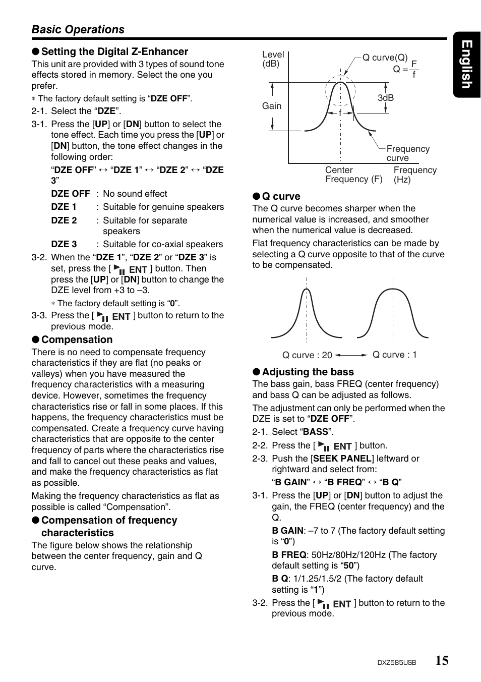 English 15, Basic operations | Clarion DXZ585USB User Manual | Page 15 / 41