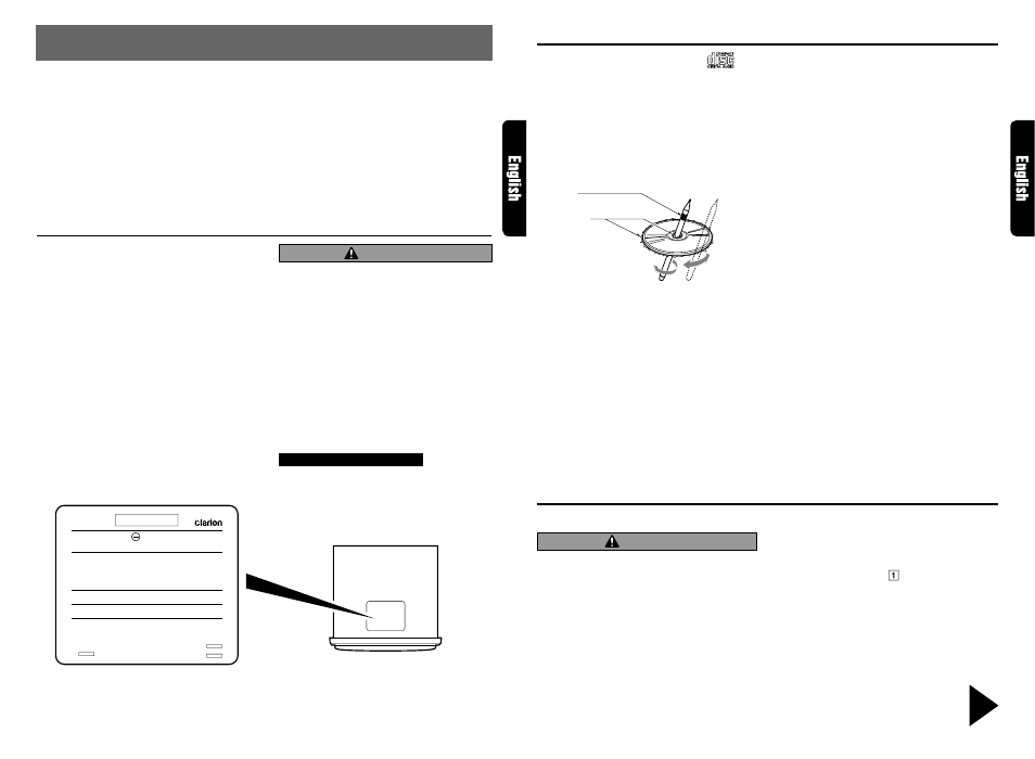 Precautions, Handling compact discs, Flip down panel | Caution, Handling, Storage, Cleaning | Clarion PROAUDIO DRX7575Z User Manual | Page 3 / 22