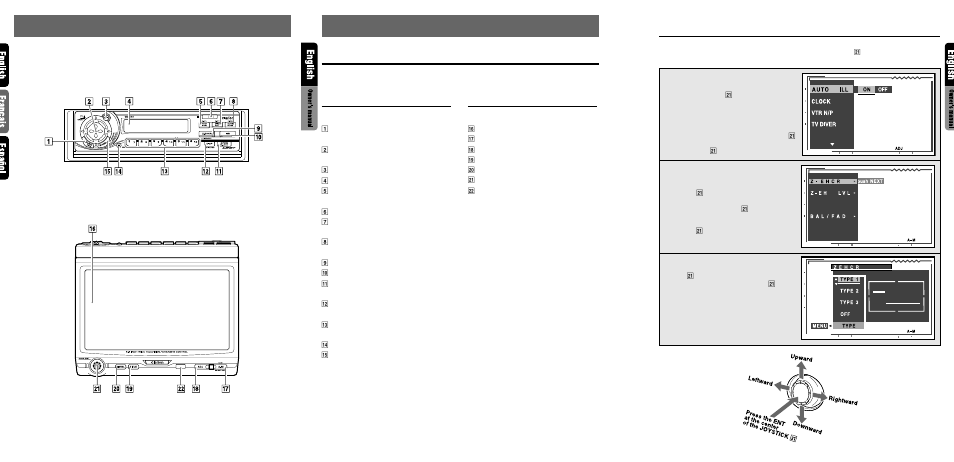 Nomenclature, Names of buttons, Controls / commandes / controles | Joystick operation | Clarion VRX610 User Manual | Page 4 / 28