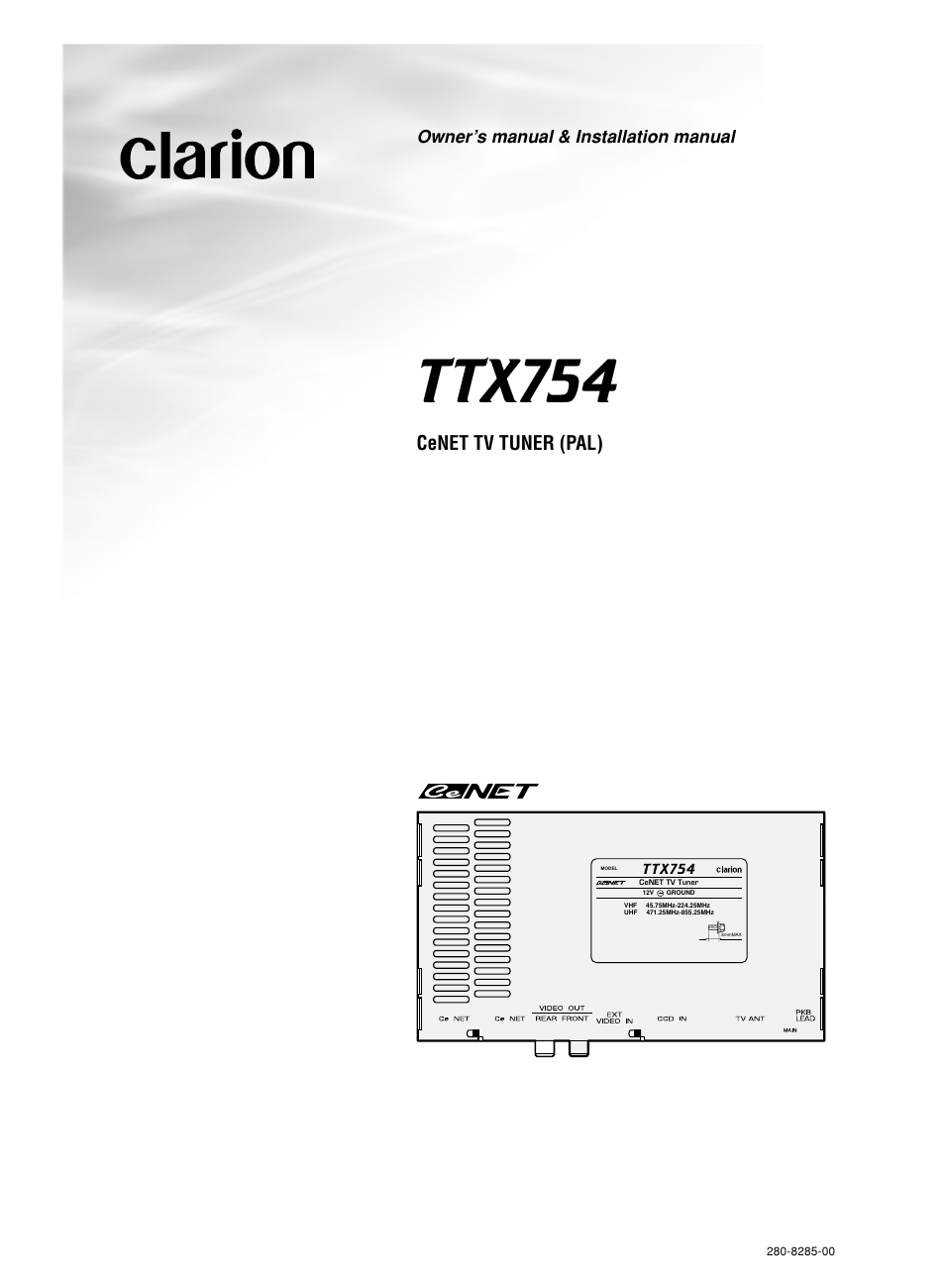 Clarion Net TTX754 User Manual | 8 pages