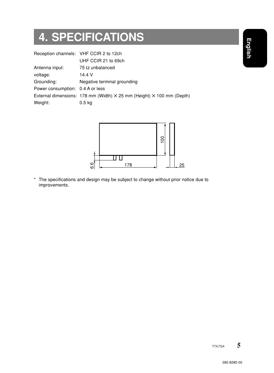 Specifications | Clarion Net TTX754 User Manual | Page 5 / 8