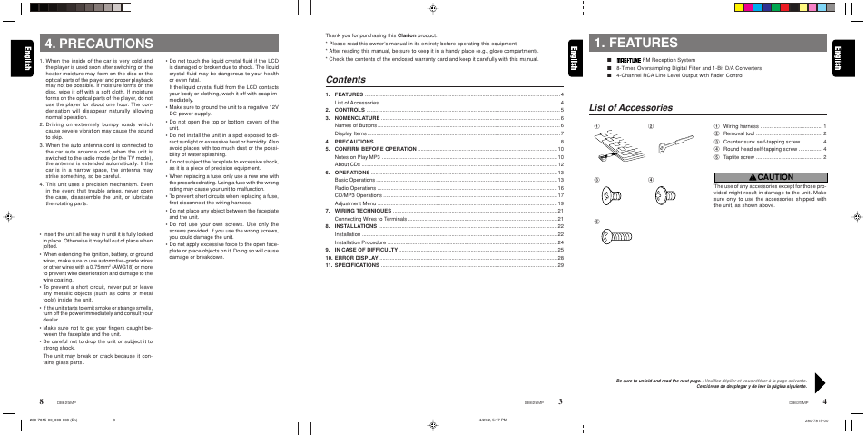 Clarion DB625MP User Manual | Page 3 / 26