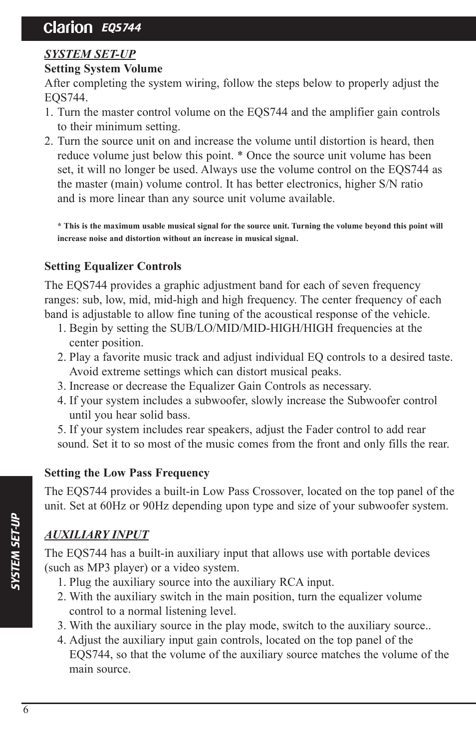 Clarion EQS744 User Manual | Page 5 / 6