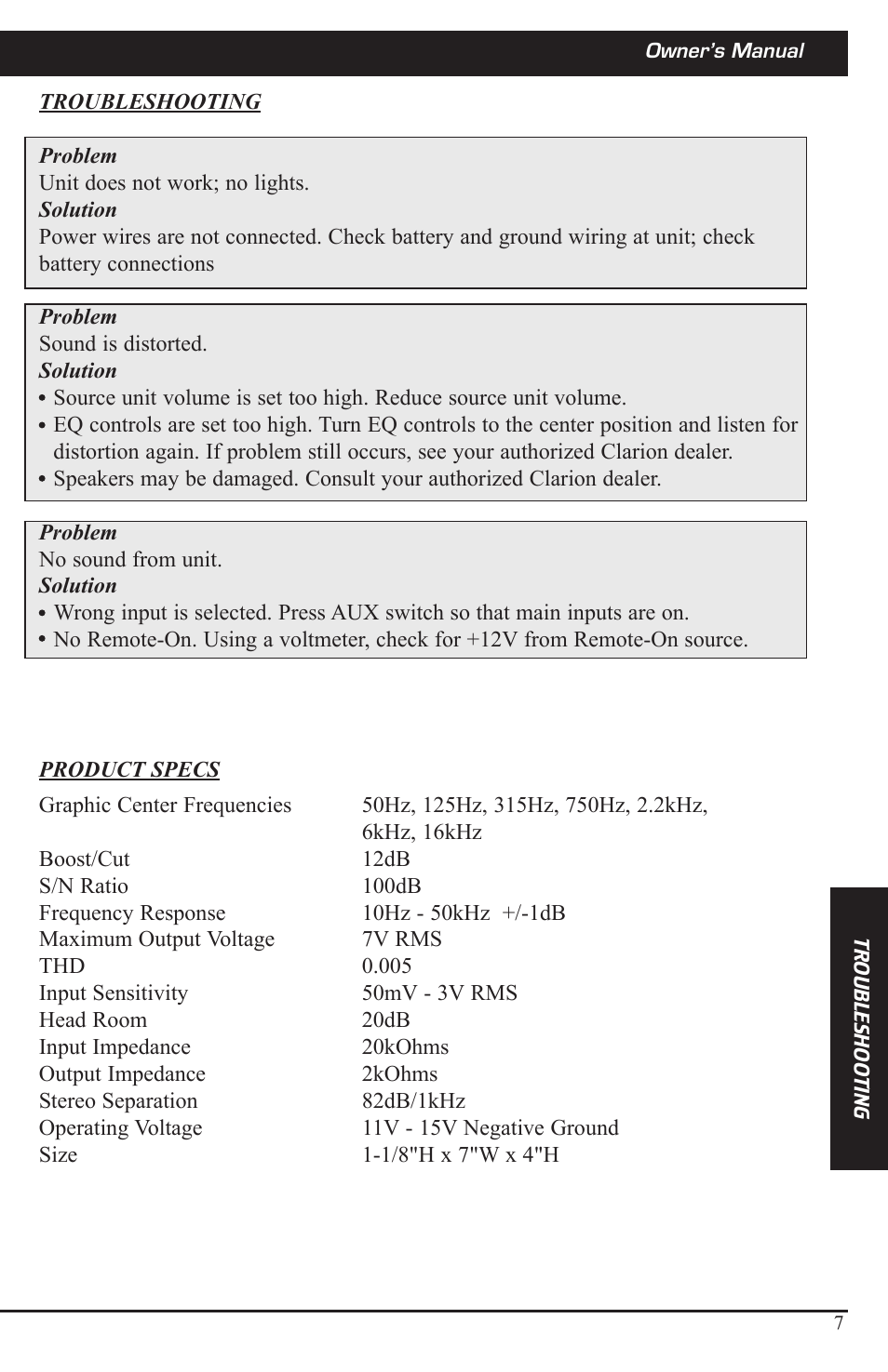 Clarion EQS744 User Manual | Page 6 / 6