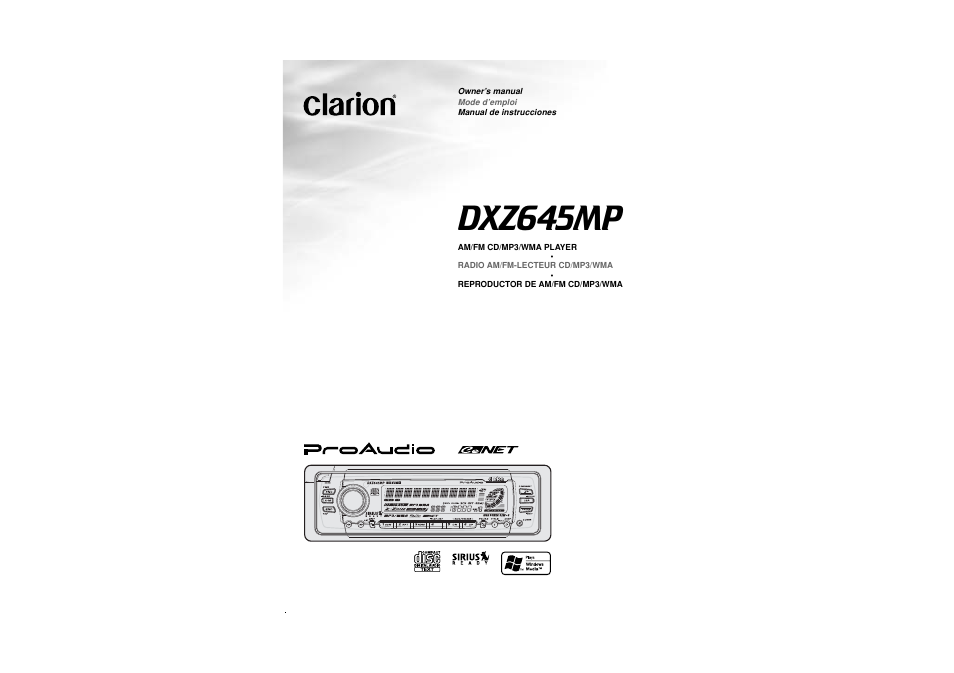 Clarion DXZ645MP User Manual | 43 pages