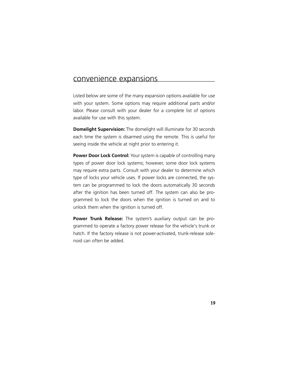 Convenience expansions | Clarion Model RK1 User Manual | Page 22 / 27