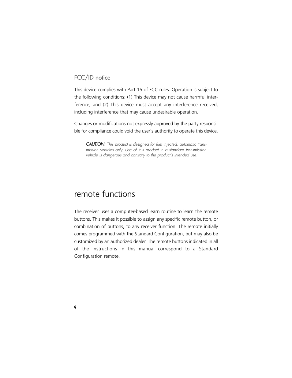 Remote functions, Fcc/id notice | Clarion Model RK1 User Manual | Page 7 / 27