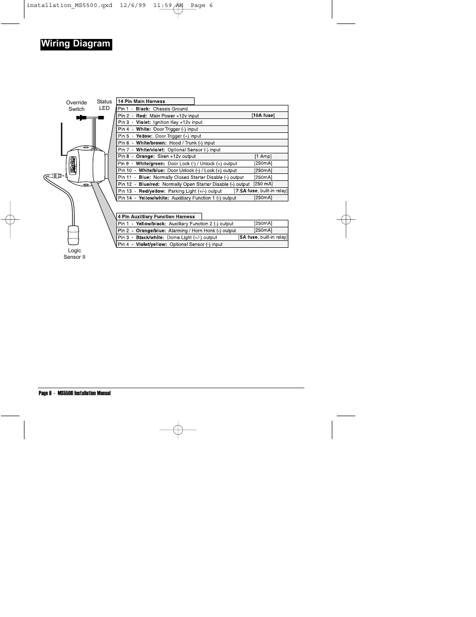 Wiring diagram | Clarion UNGO MS5500 User Manual | Page 10 / 32