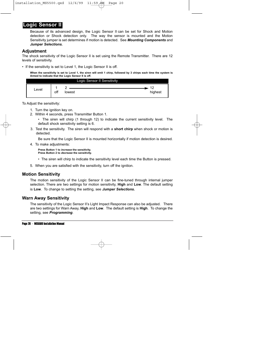 Logic sensor ii | Clarion UNGO MS5500 User Manual | Page 24 / 32