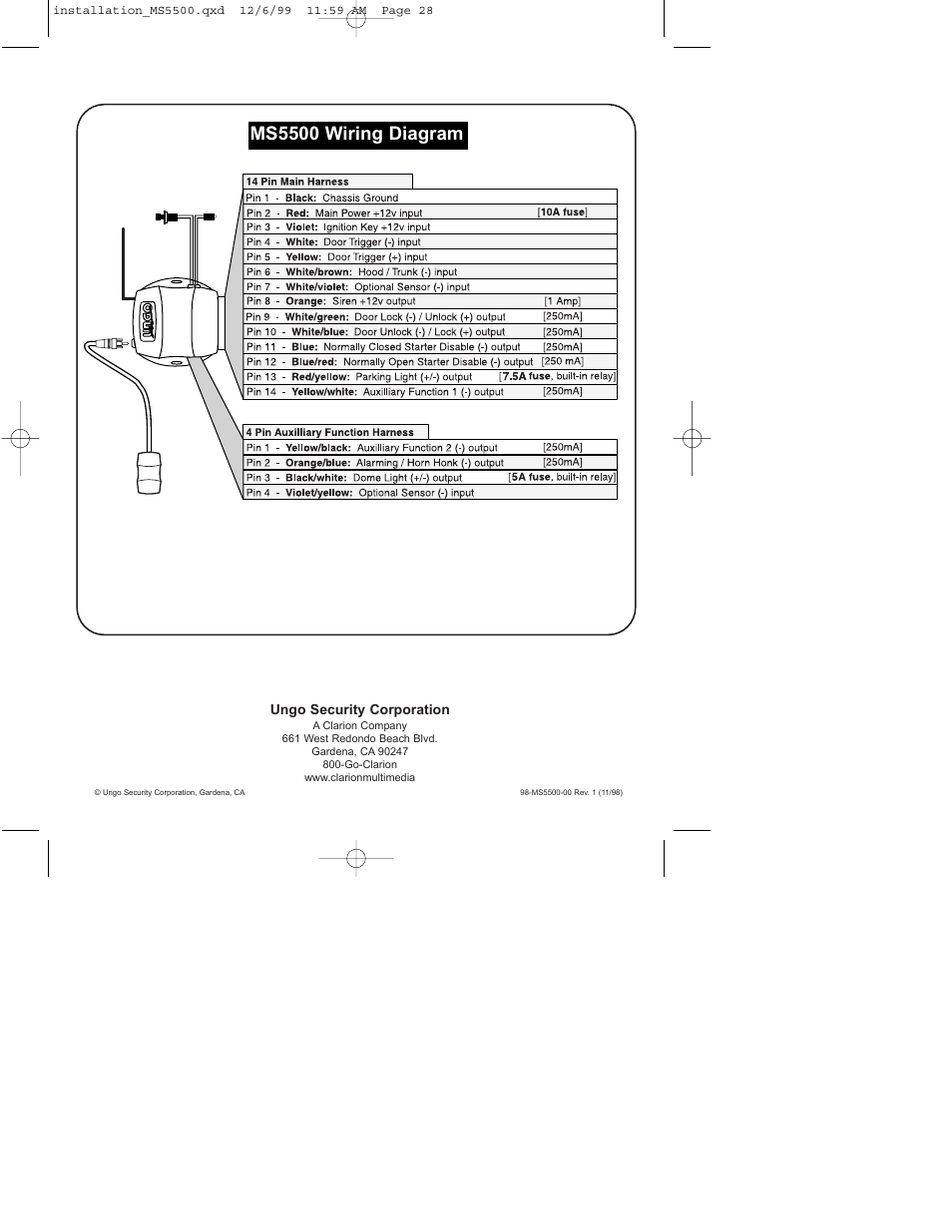 Ms5500 wiring diagram | Clarion UNGO MS5500 User Manual | Page 32 / 32