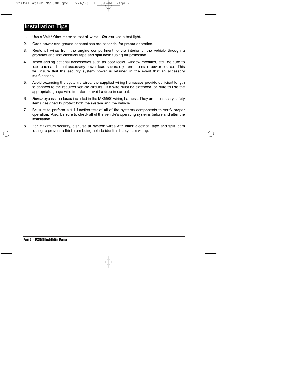 Installation tips | Clarion UNGO MS5500 User Manual | Page 6 / 32