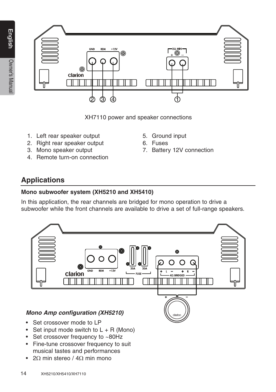 Applications | Clarion XH7110 User Manual | Page 14 / 76