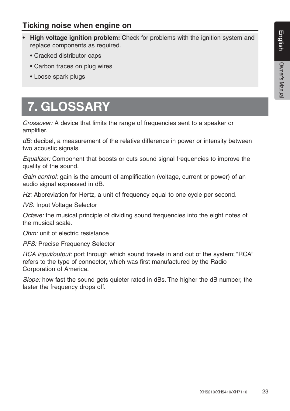 Glossary | Clarion XH7110 User Manual | Page 23 / 76