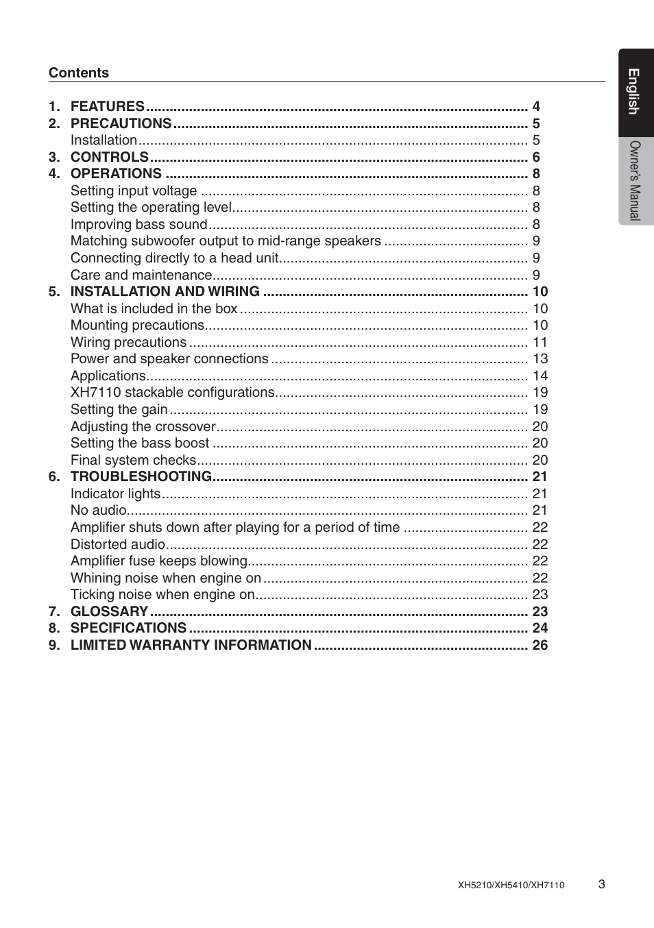 Clarion XH7110 User Manual | Page 3 / 76