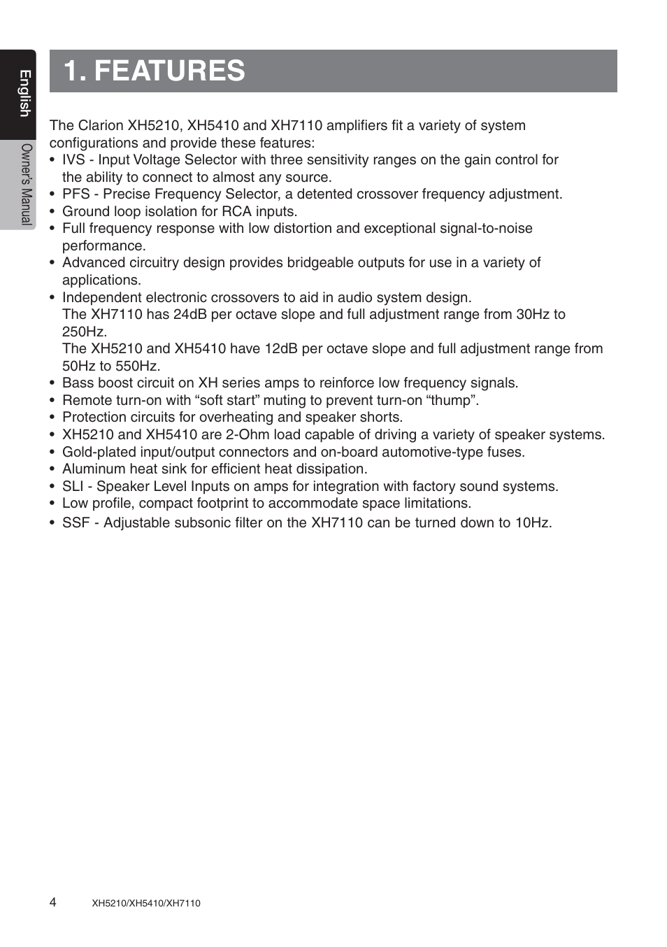 Features | Clarion XH7110 User Manual | Page 4 / 76