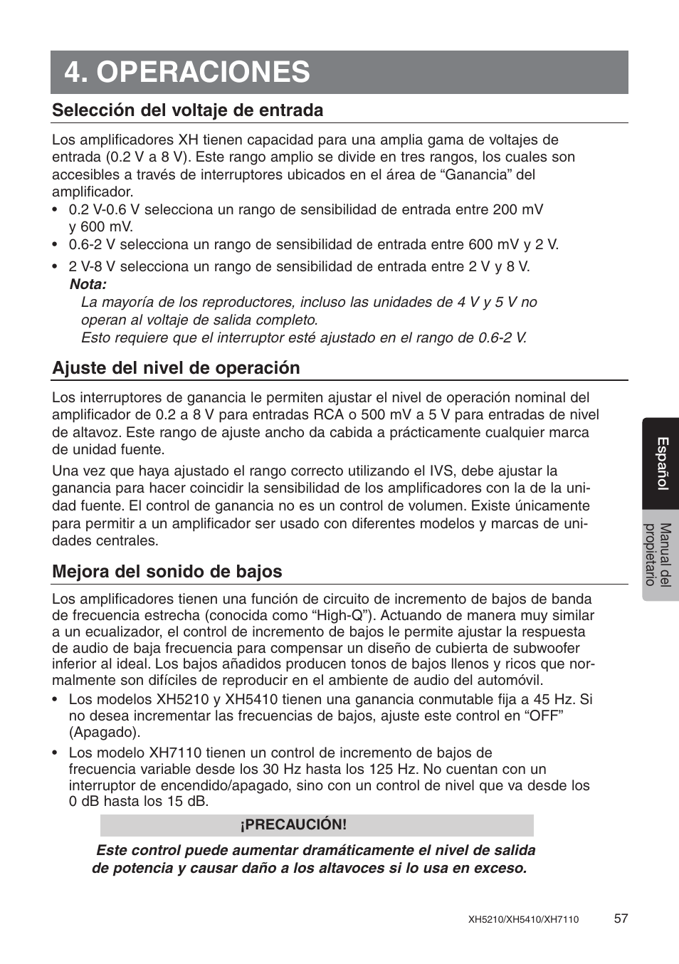 Operaciones | Clarion XH7110 User Manual | Page 57 / 76