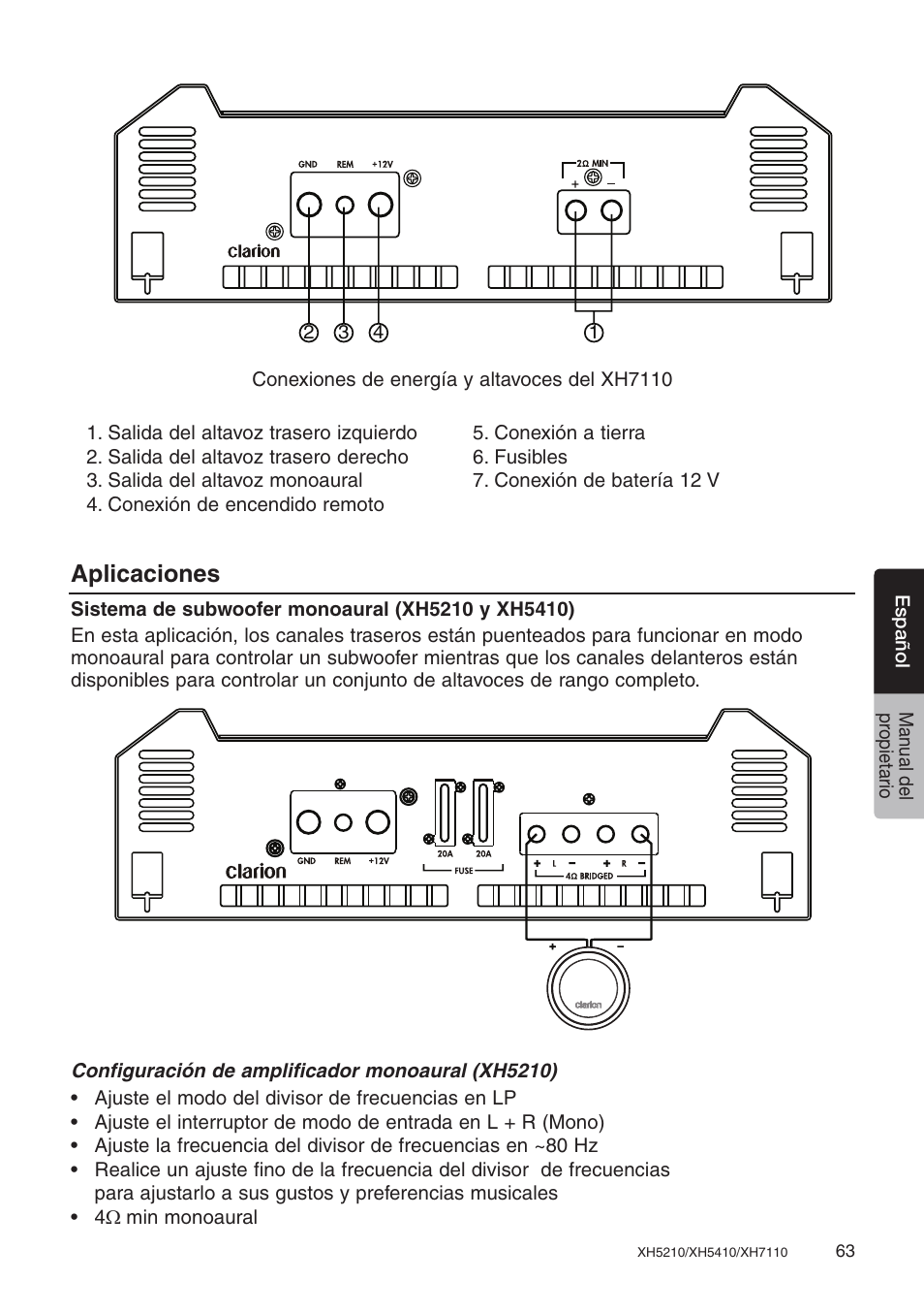 Aplicaciones | Clarion XH7110 User Manual | Page 63 / 76